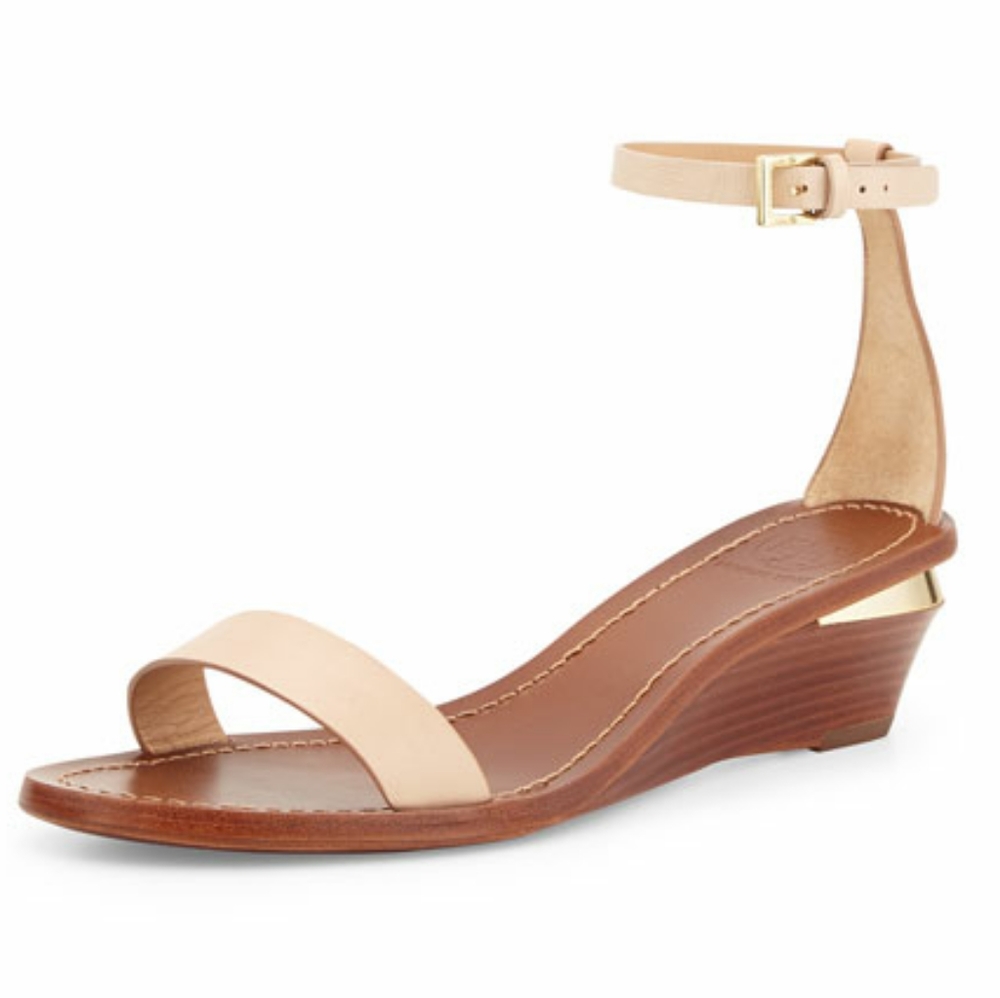 Tory Burch Maya Leather Wedge Sandal, Camelia Pink